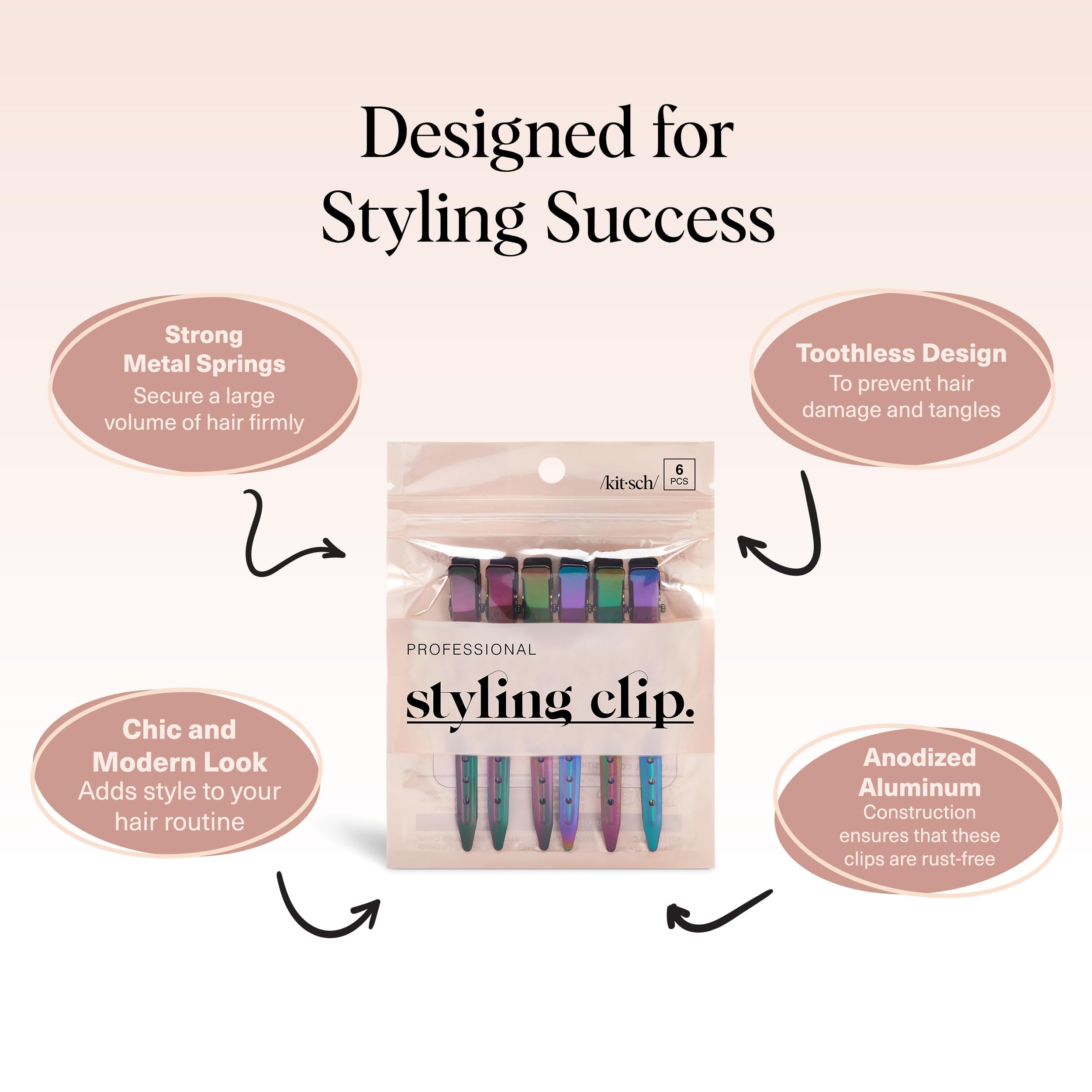 Kitsch clips securing hair during blowout showing efficient sectioning