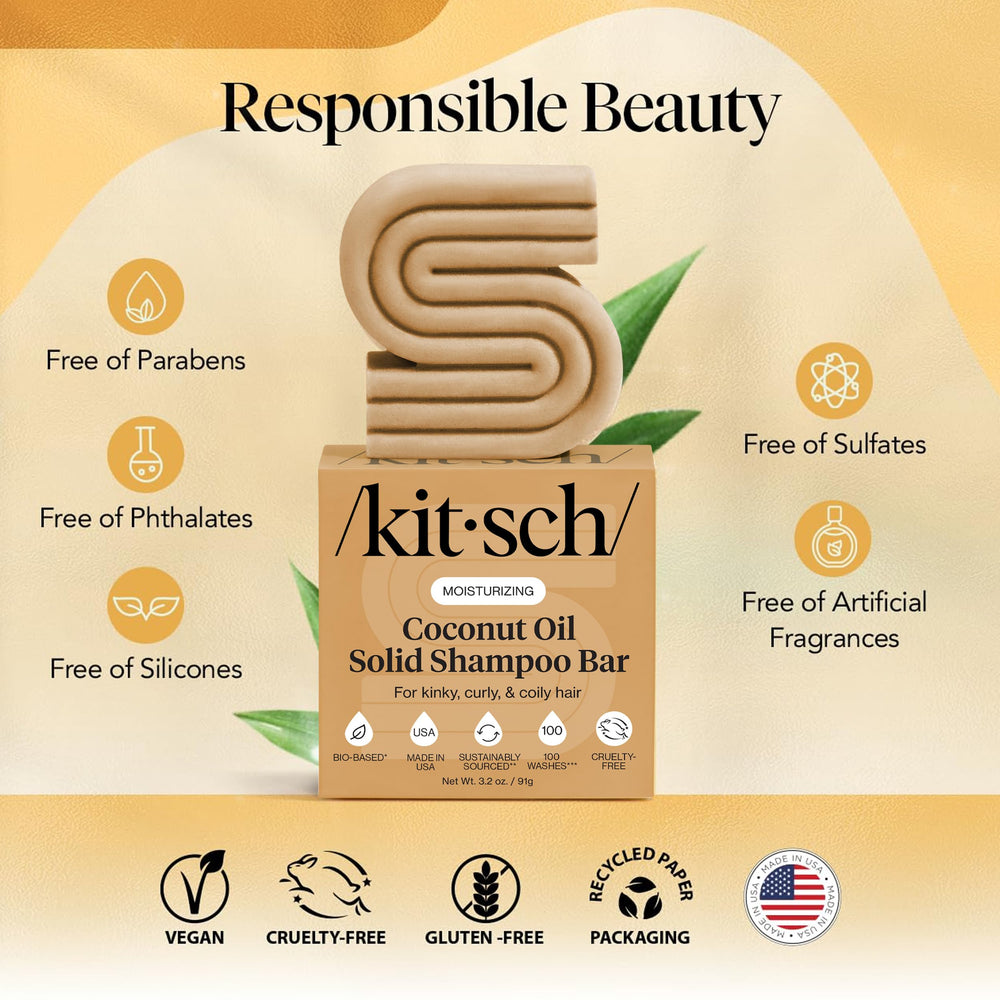 Kitsch shampoo bar lather in hand demonstrating rich foam and easy detangling benefit