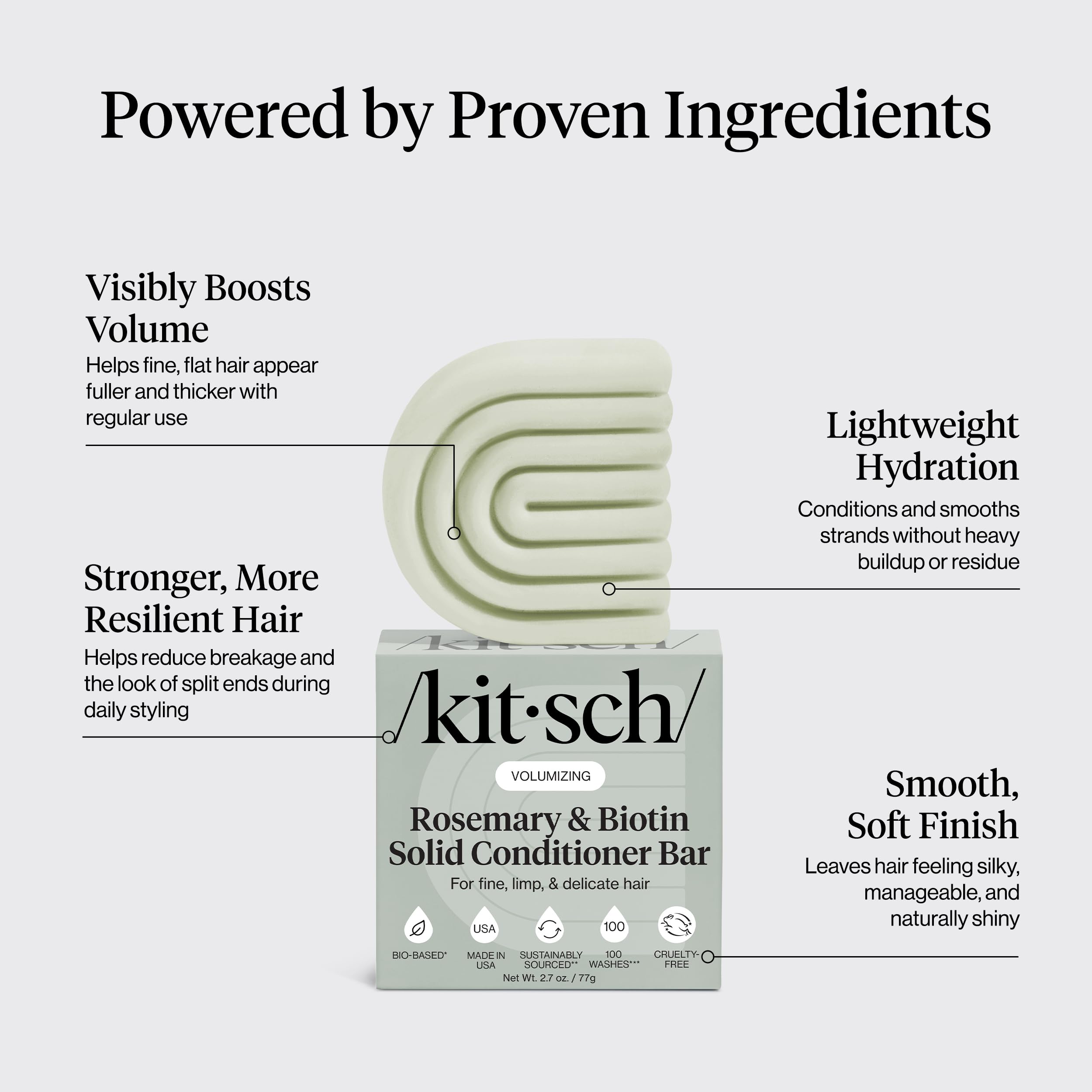 Kitsch conditioner bar close-up texture highlighting smooth conditioning surface