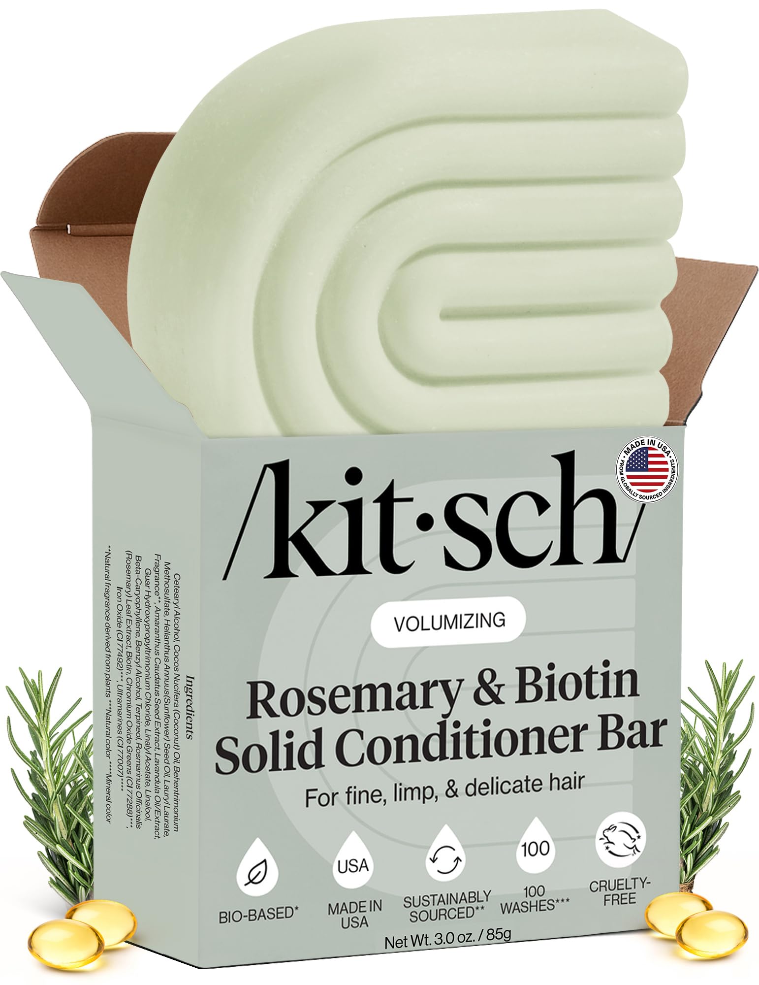 Kitsch conditioner bar front packaging showing brand and product benefits