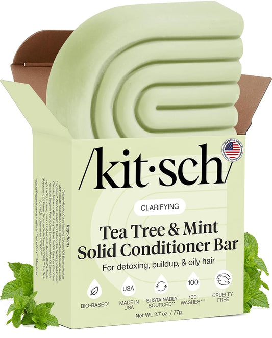 Kitsch conditioner bar front packaging showing product and benefit of plastic-free convenience