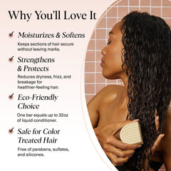 Kitsch conditioner bar held in hand demonstrating compact travel convenience