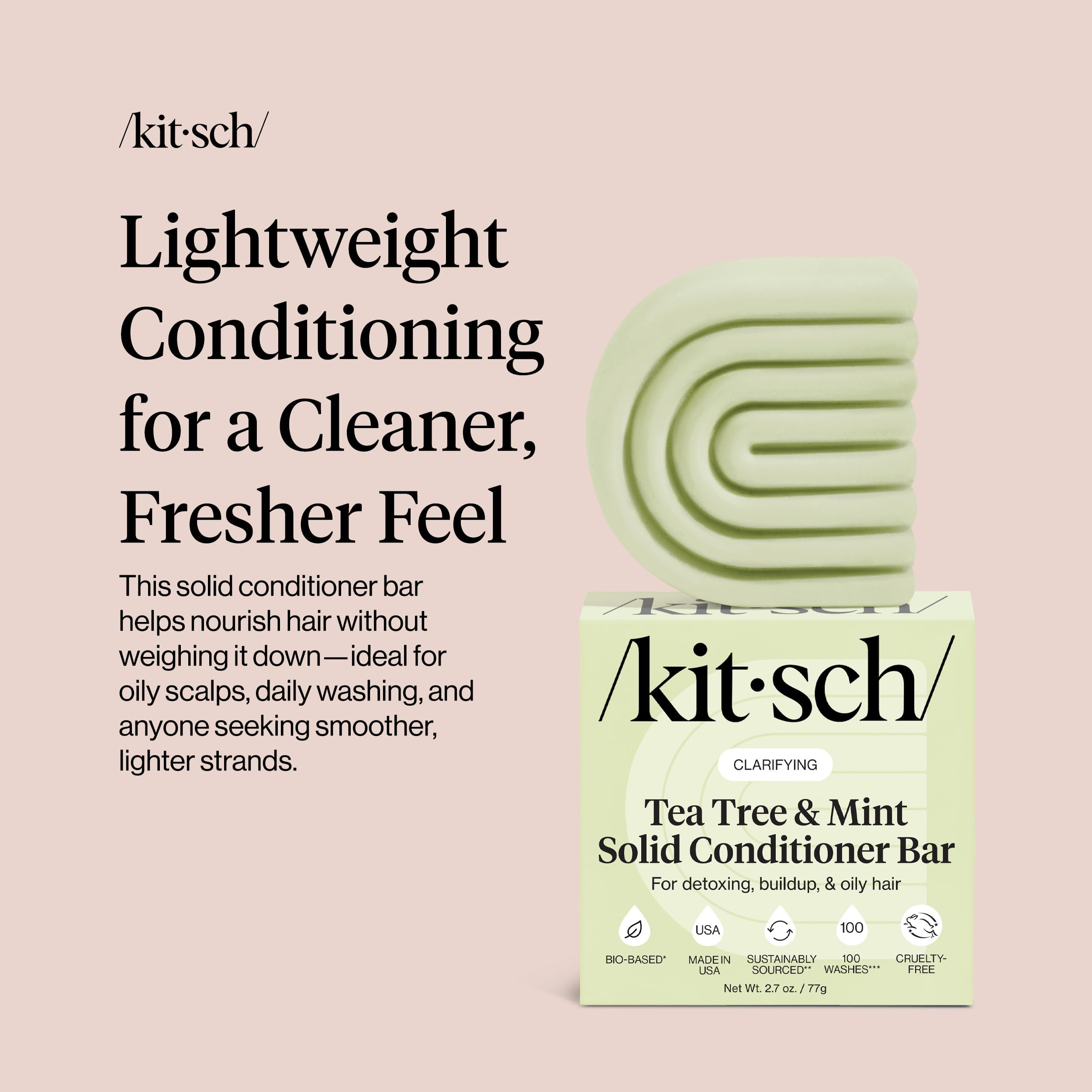 Kitsch conditioner bar stored in a metal travel tin illustrating mess-free portability