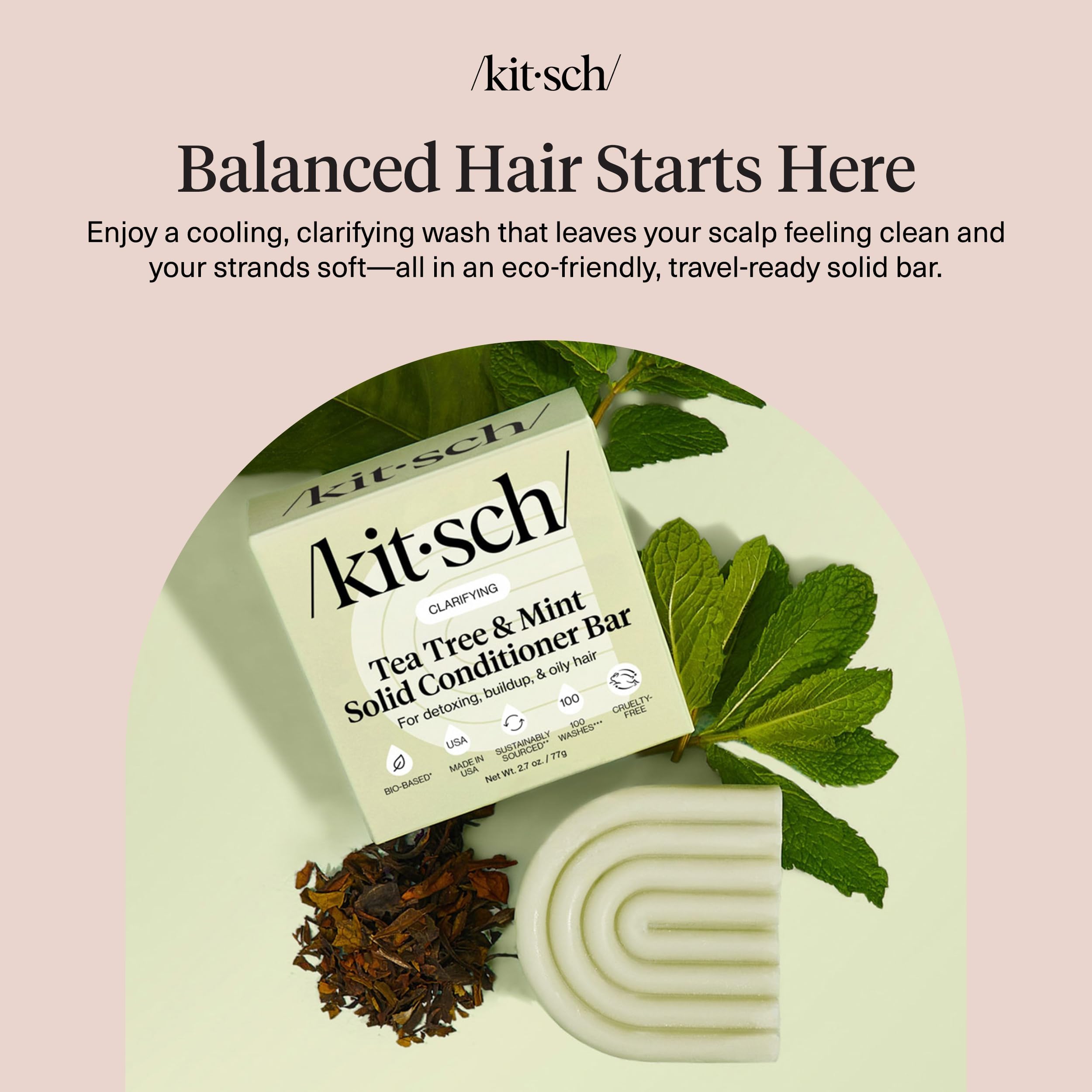 Kitsch conditioner bar being worked into lather demonstrating lightweight conditioning
