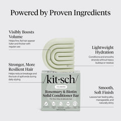 Kitsch conditioner bar creating lather in hands to demonstrate easy application