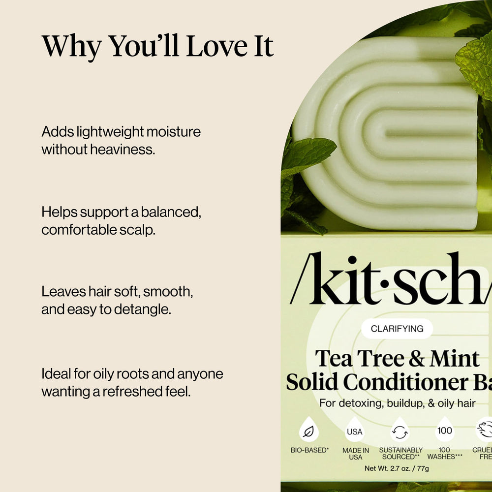 Kitsch conditioner bar open box with label showing vegan and color-safe formulation