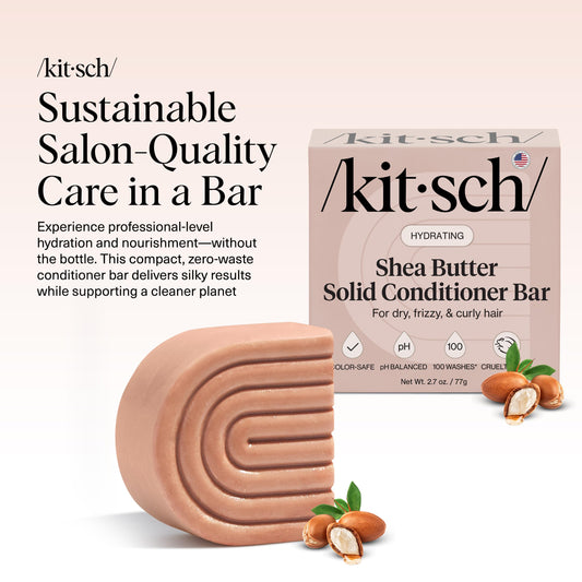 Kitsch close-up texture of conditioner bar highlighting smooth moisturizing feel