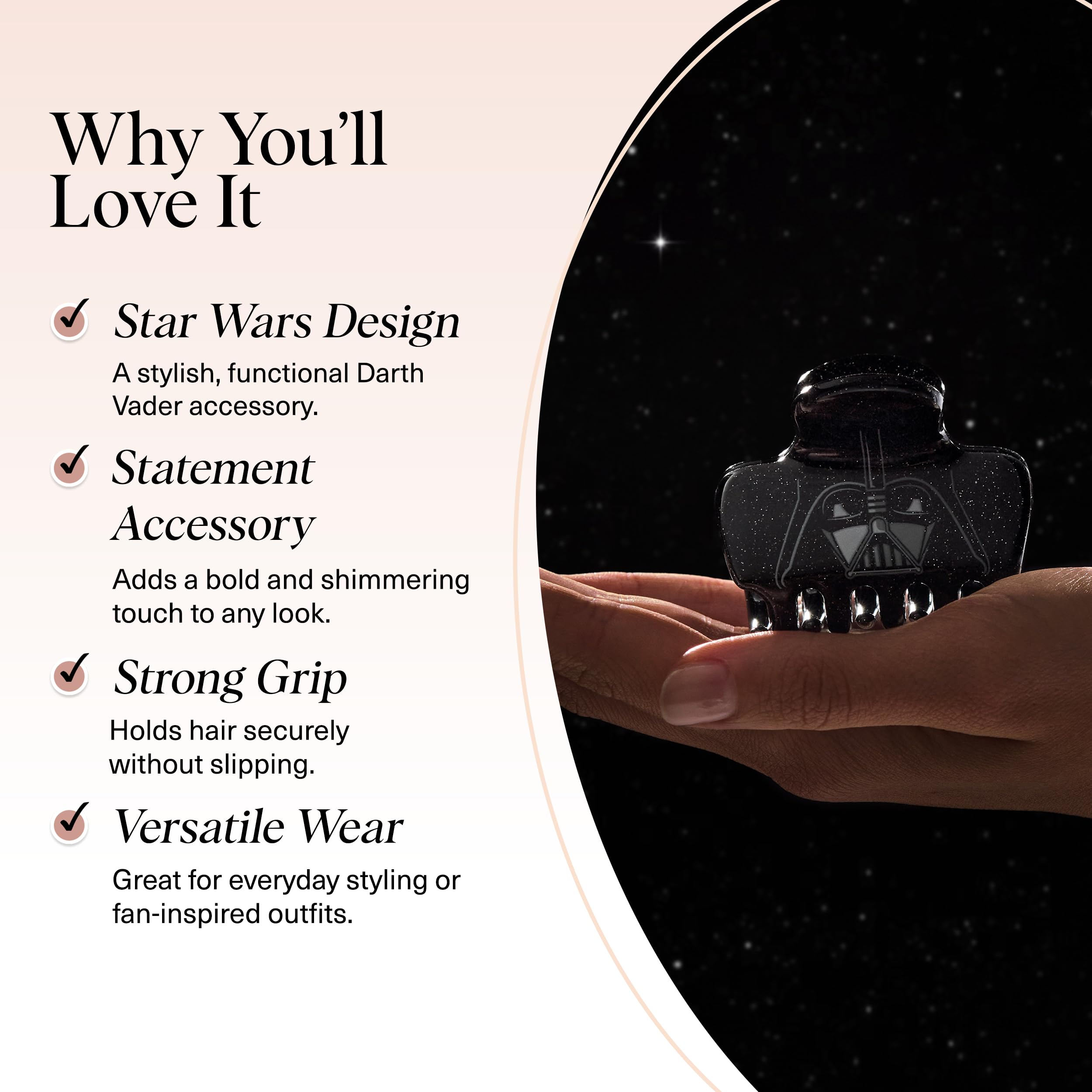 Kitsch Darth Vader side profile showing strong jaw and secure grip for all-day hold