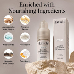 Kitsch powder texture close-up highlighting rice protein absorbency