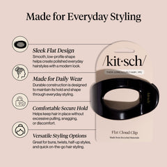 Kitsch clip holding a messy bun illustrating all-day secure wear