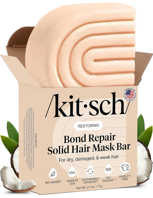 Kitsch front jar showing solid hair mask and brand benefits