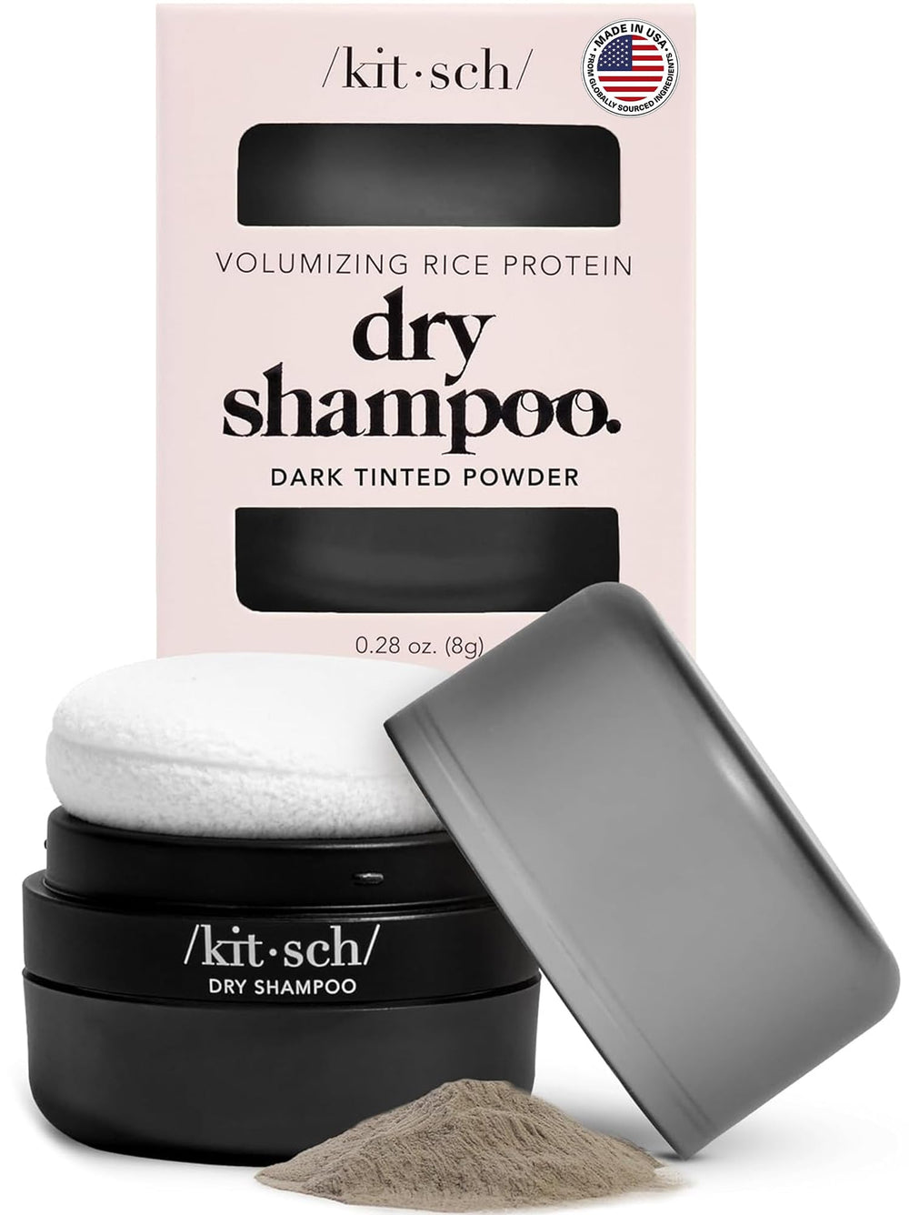 Kitsch front package showing compact dry shampoo and benefits