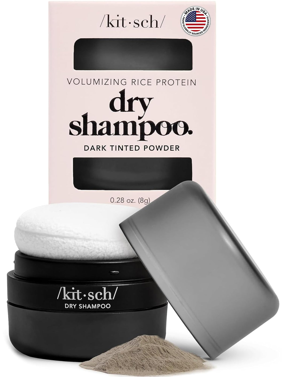 Kitsch front package showing compact dry shampoo and benefits