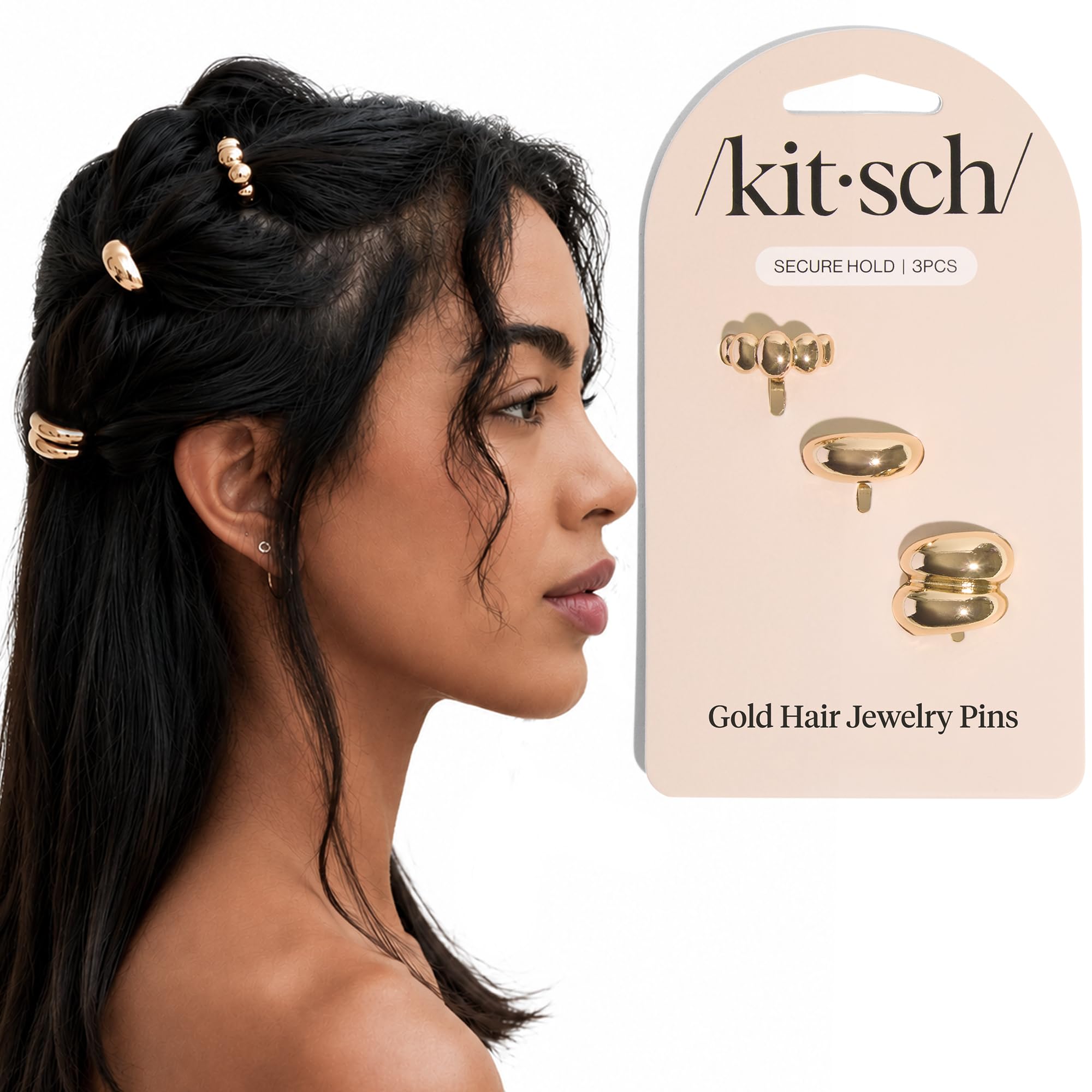 Kitsch front packaging showing three gold pins and clear display for gifting