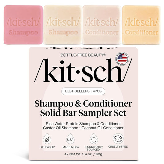 Kitsch front packaging of 4pc sampler set showing variety and eco benefit