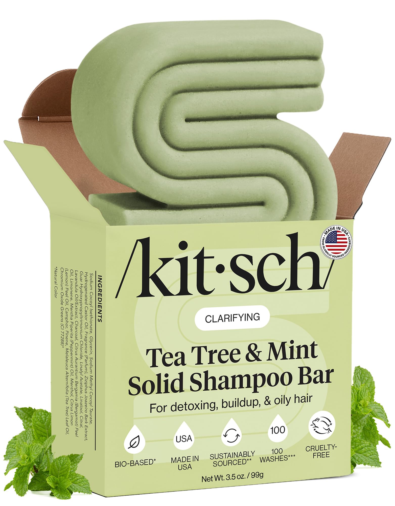 Kitsch front packaging showing the shampoo bar and brand for easy identification