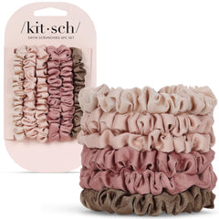Kitsch front packaging showing six terracotta satin scrunchies and neat presentation