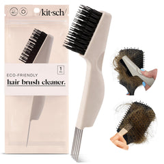 Kitsch front view of the double-sided brush cleaner showing ergonomic handle and head benefits