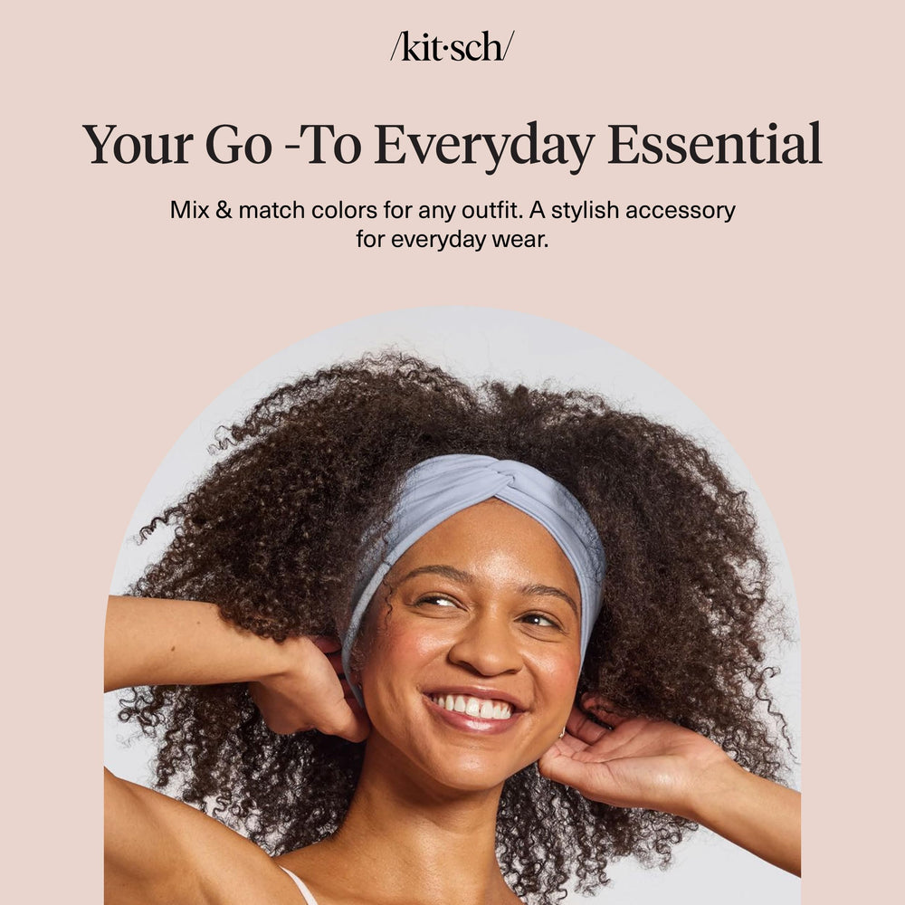 Kitsch headband in yoga setting showing sweat-resistant, stable wear