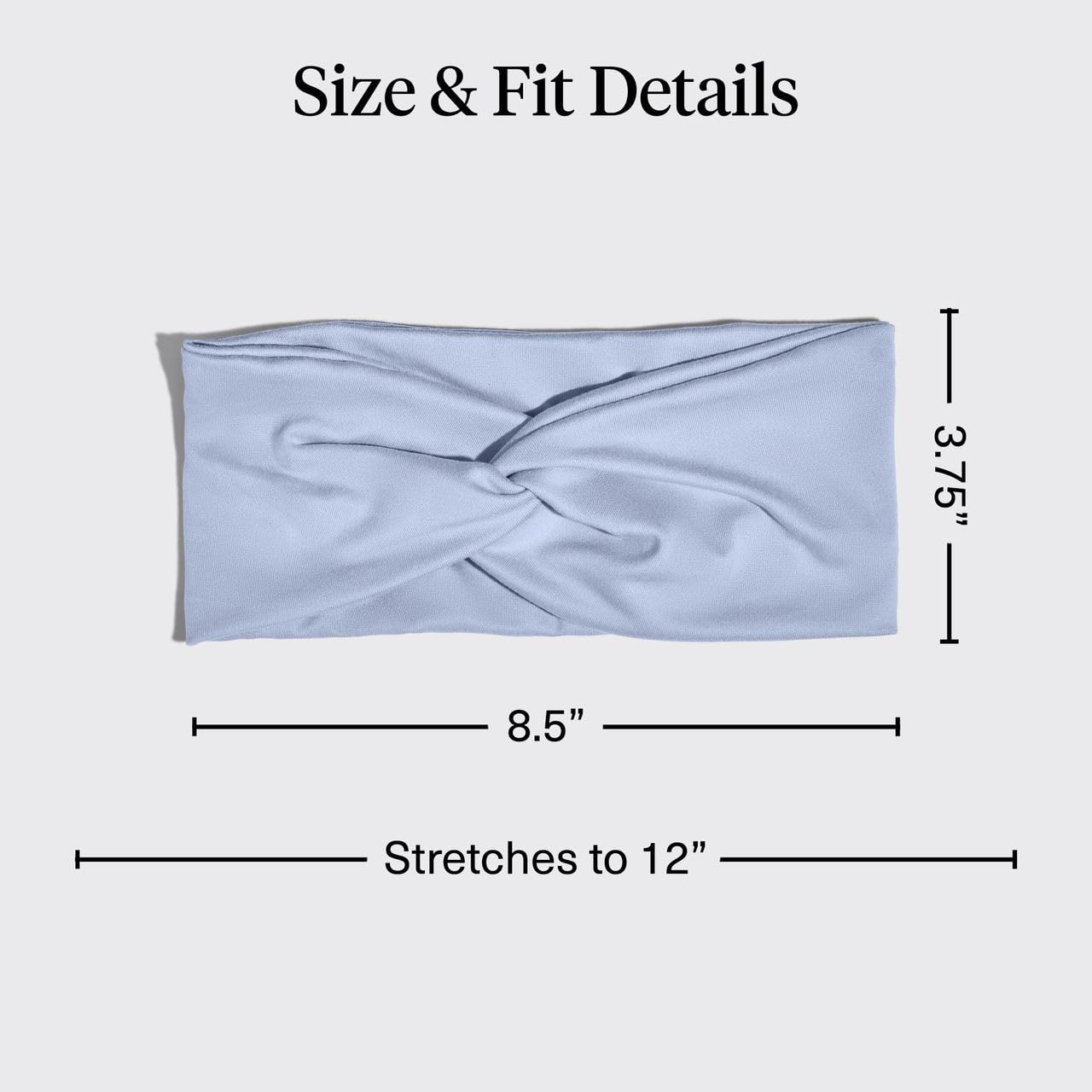 Kitsch headband side profile demonstrating stretch and gentle hold