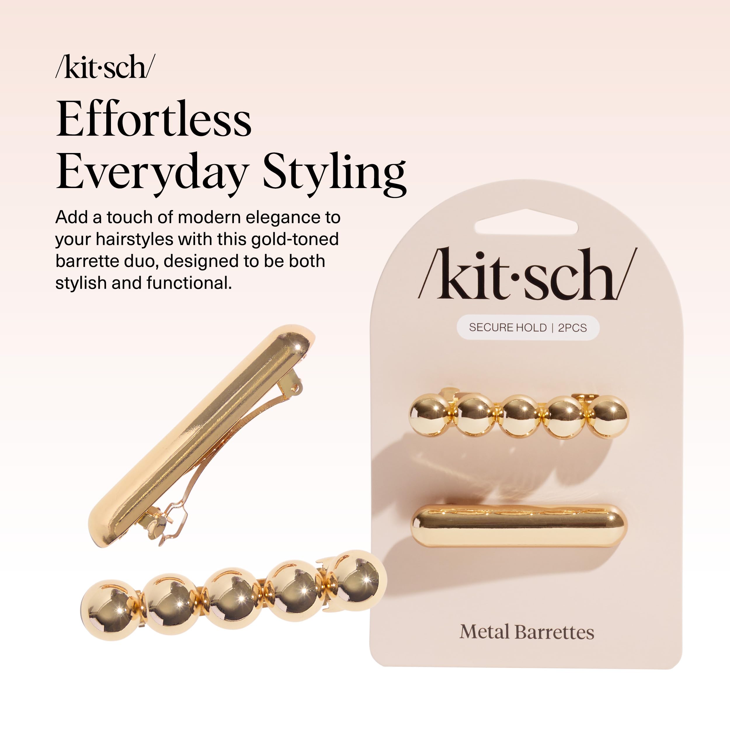 Kitsch gold bubble barrette close-up highlights polished finish and shine
