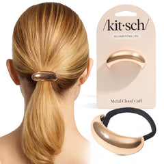 Kitsch gold hair cuff front view showing polished finish and sleek silhouette for refined looks