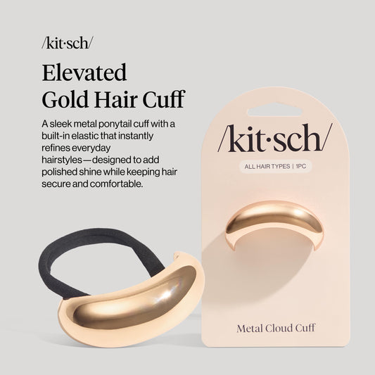 Kitsch gold hair cuff side detail highlighting smooth metal edges for snag-free wear