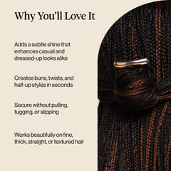 Kitsch hair pin close-up of metal texture showing smooth finish and hair-friendly surface