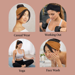 Kitsch headband worn by model during yoga demonstrating non-slip performance