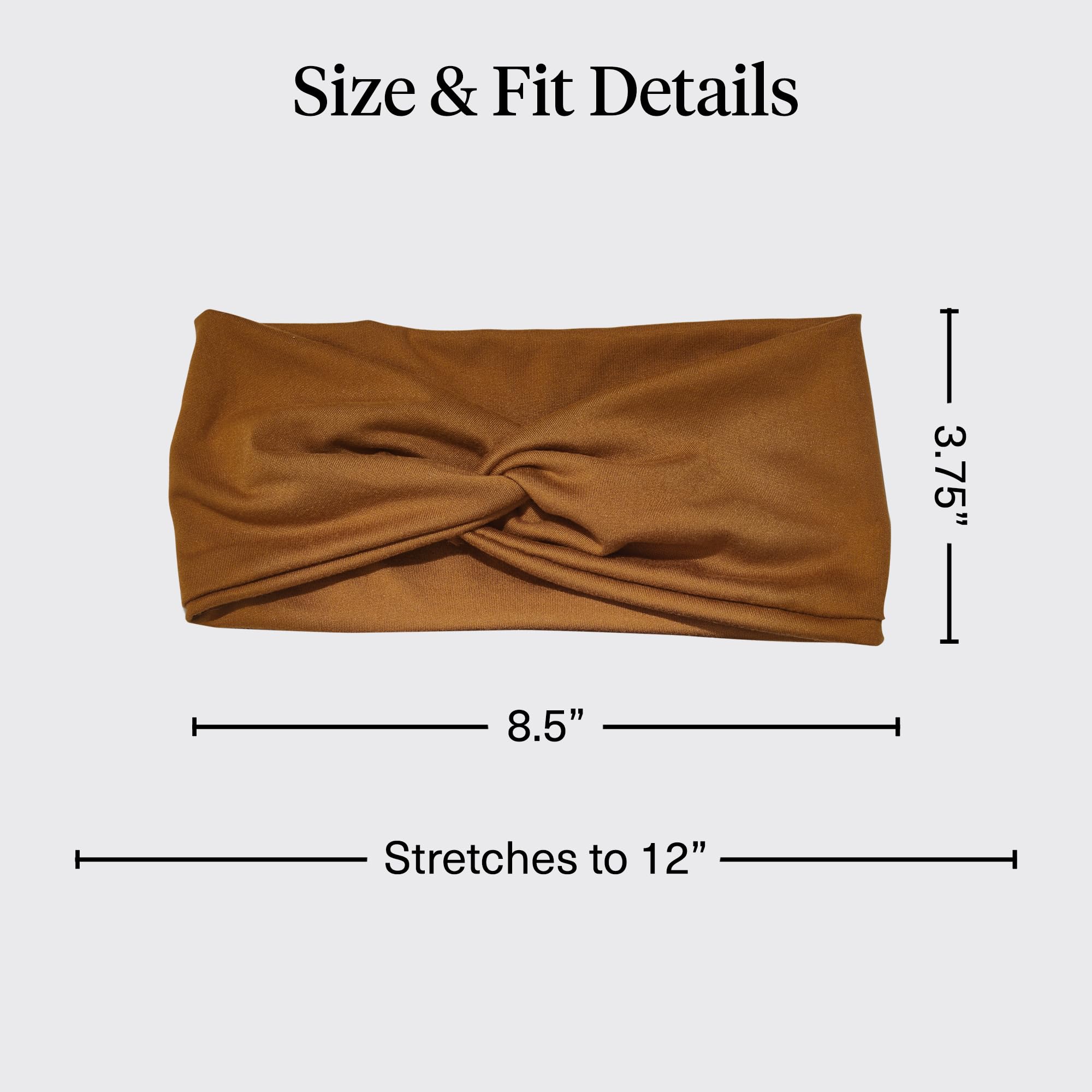 Kitsch headbands stretched to show flexible fit and reliable hold