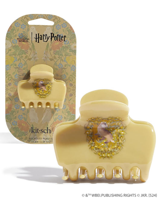 Kitsch Hufflepuff claw clip front view showing crest and secure hold