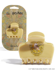 Kitsch Hufflepuff claw clip front view showing crest and secure hold