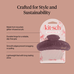 Kitsch clip worn in a half-up hairstyle providing quick styling benefit