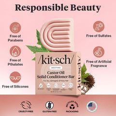 Kitsch castor oil ingredient shot, emphasizes nourishing scalp and strand benefit