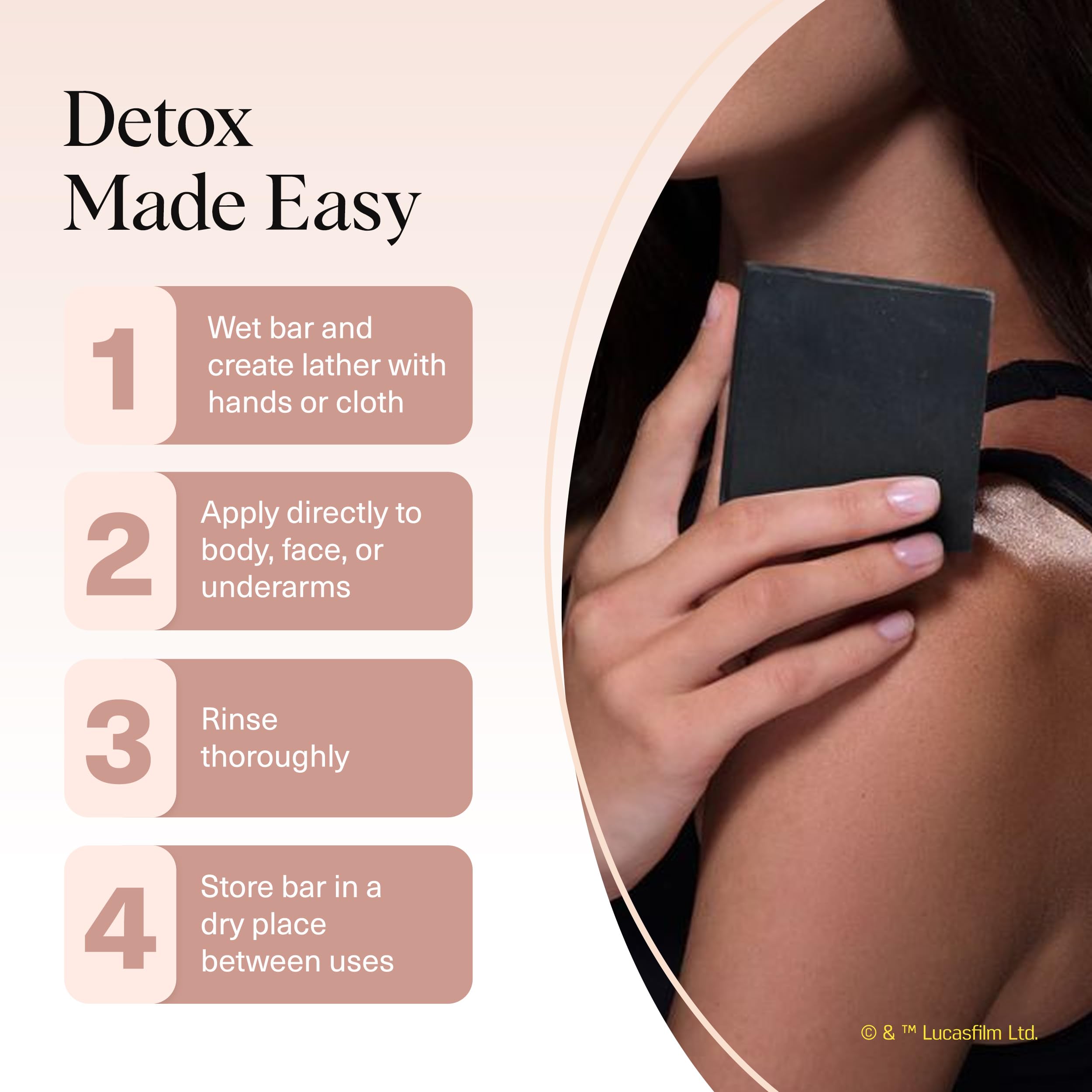 Kitsch ingredients label closeup highlighting activated charcoal and balance benefit