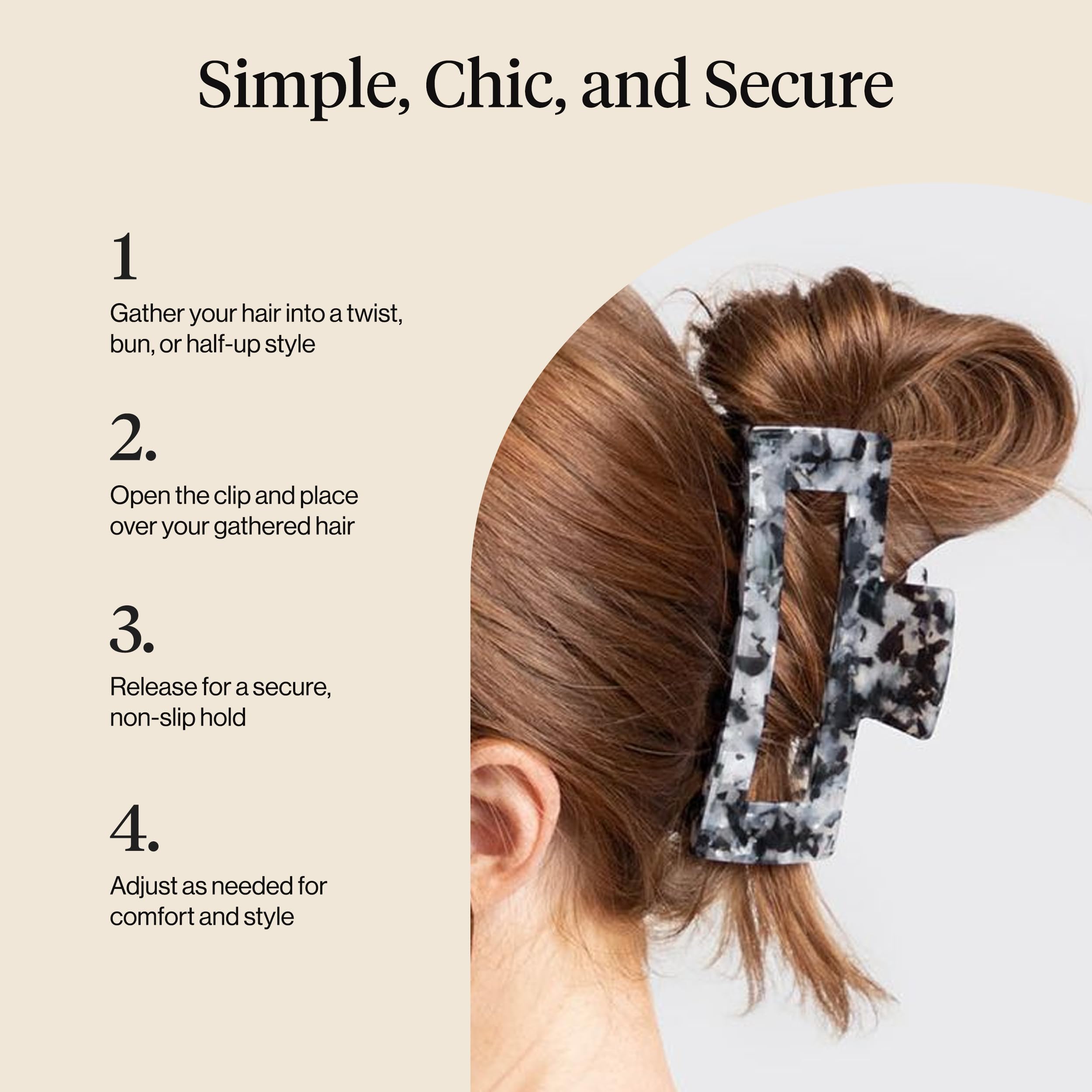 Kitsch jumbo clip securing thick hair to show strong non-slip performance