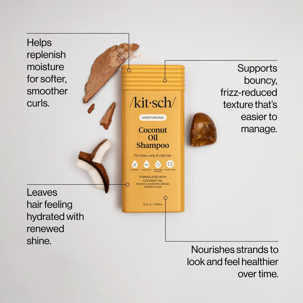 Kitsch label close-up highlighting coconut oil and gentle cleansing ingredients