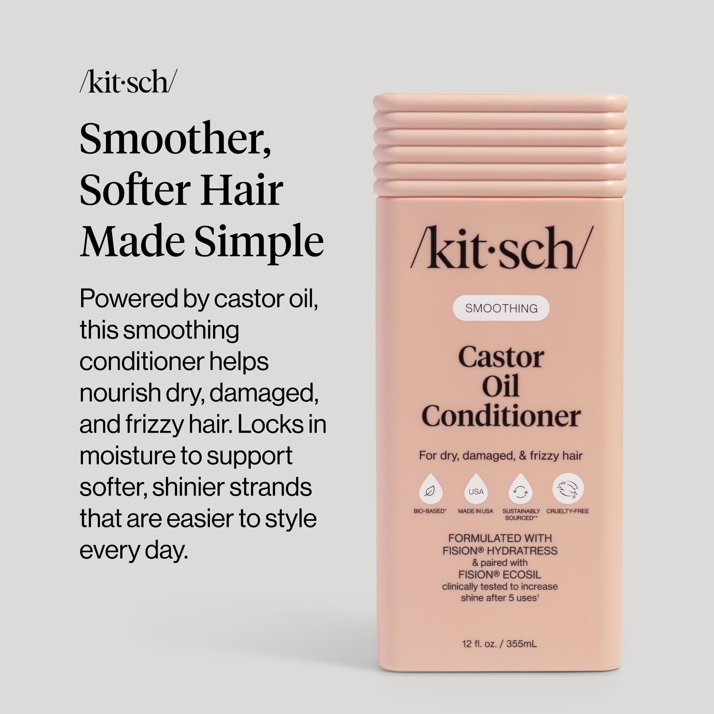 Kitsch label detail showing bio-based claims and clean formulation benefits