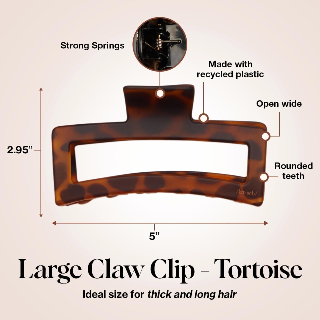 Kitsch large clip close-up of teeth showing secure grip for thick hair