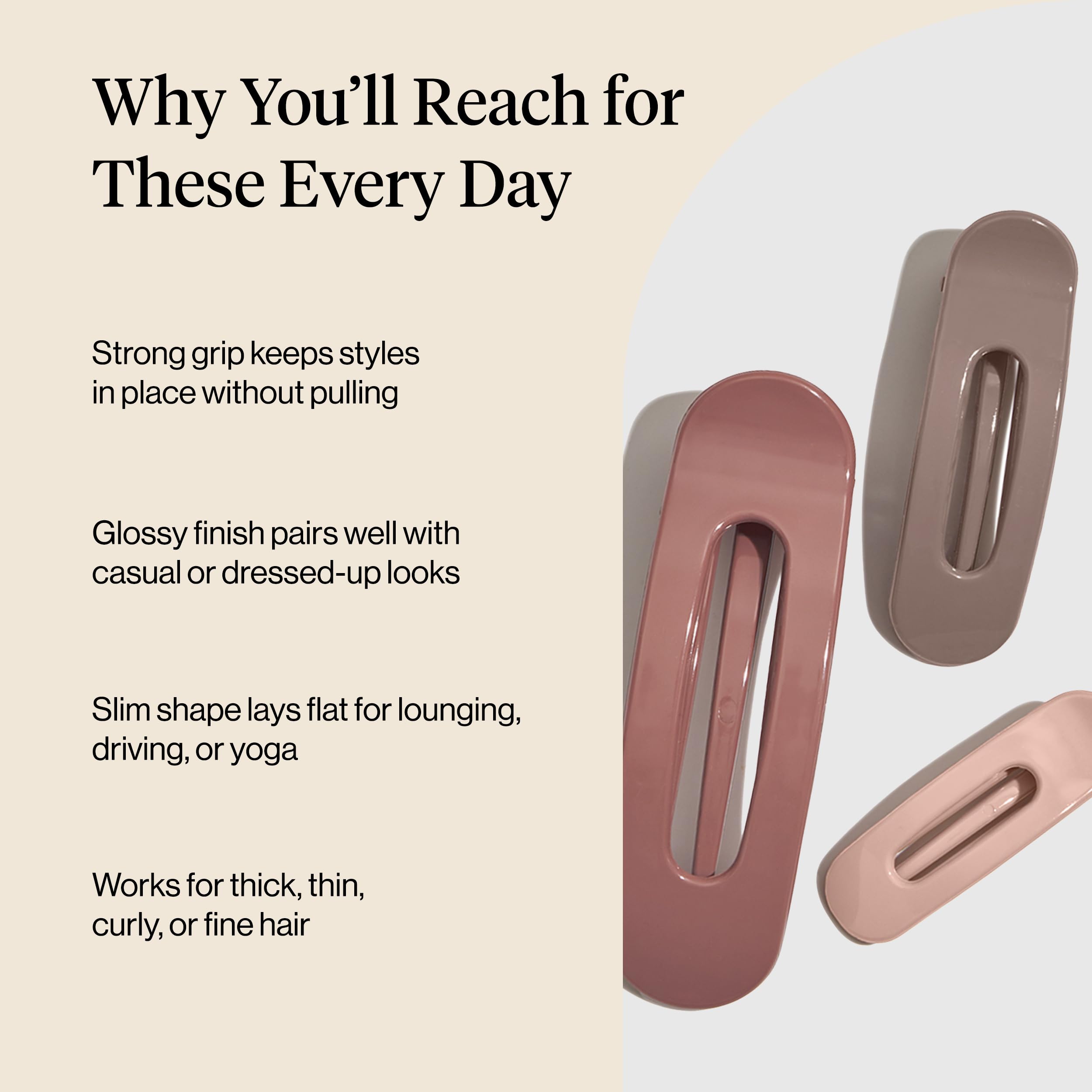 Kitsch large clip size comparison demonstrating secure hold for thick hair