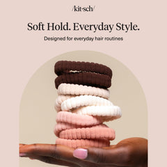 Kitsch hair ties in a bag ready for travel showing organized portability benefit