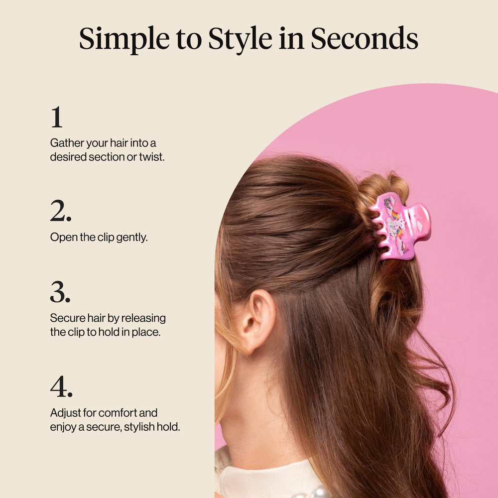 Kitsch Angel Kitty worn in half-up hairstyle providing quick polished styling