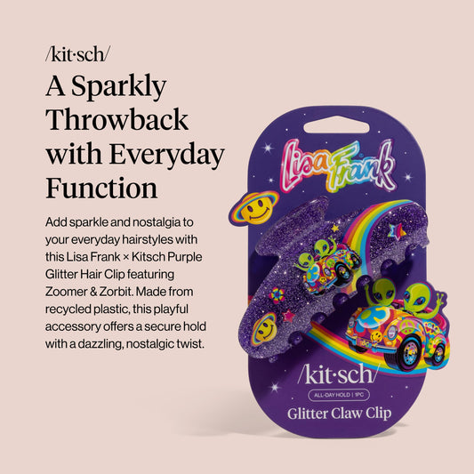 Kitsch close-up of purple glitter finish highlighting sparkle and visibility