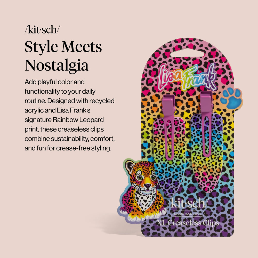 Kitsch Lisa Frank XL flat clamp detail showing smooth surface for no-crease hold