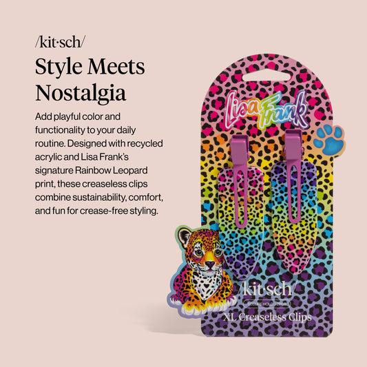 Kitsch Lisa Frank XL flat clamp detail showing smooth surface for no-crease hold