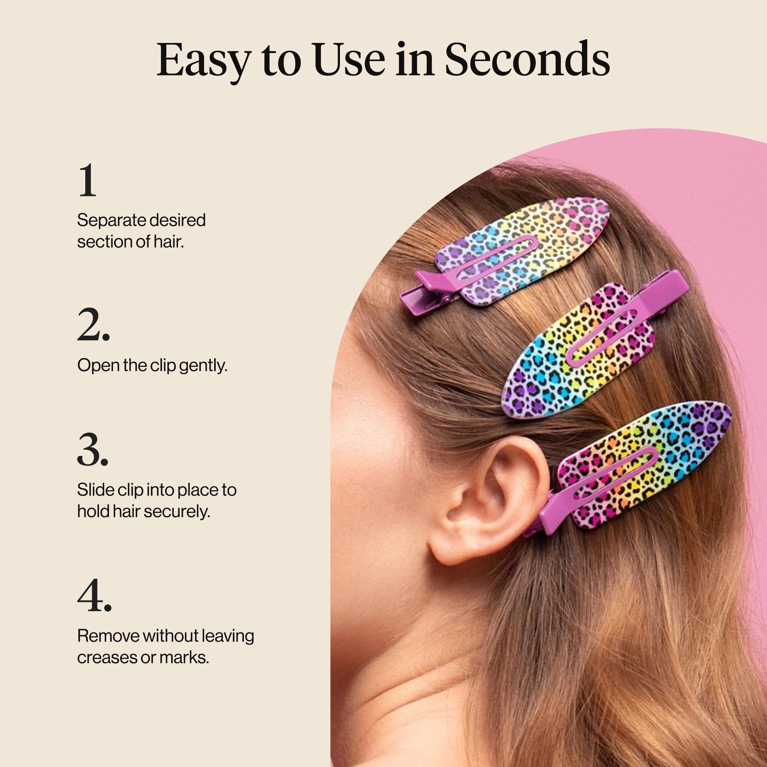 Kitsch Lisa Frank XL used for sectioning during blow-dry showing professional use