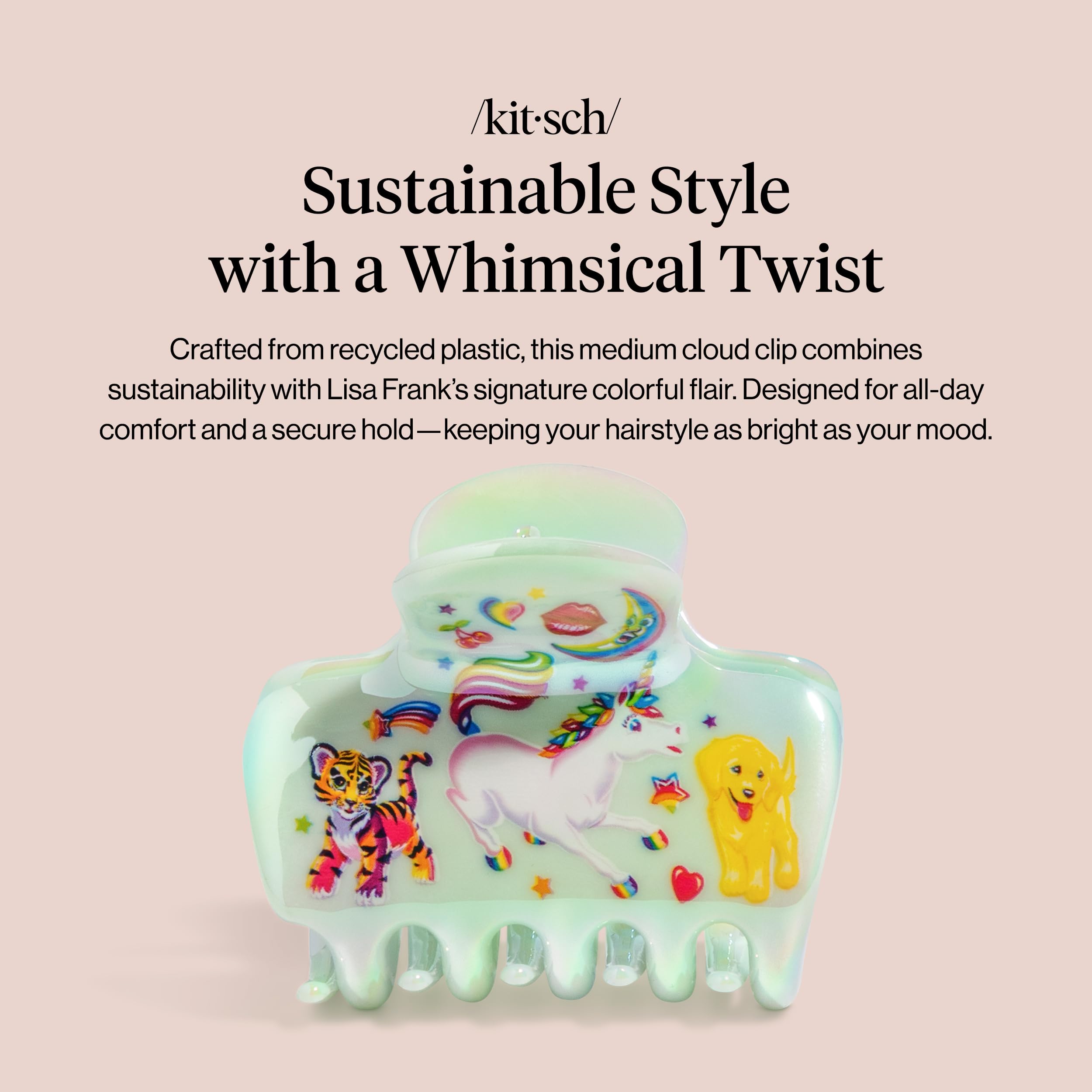 Kitsch close-up of Markie unicorn print highlighting vibrant colors and durable finish