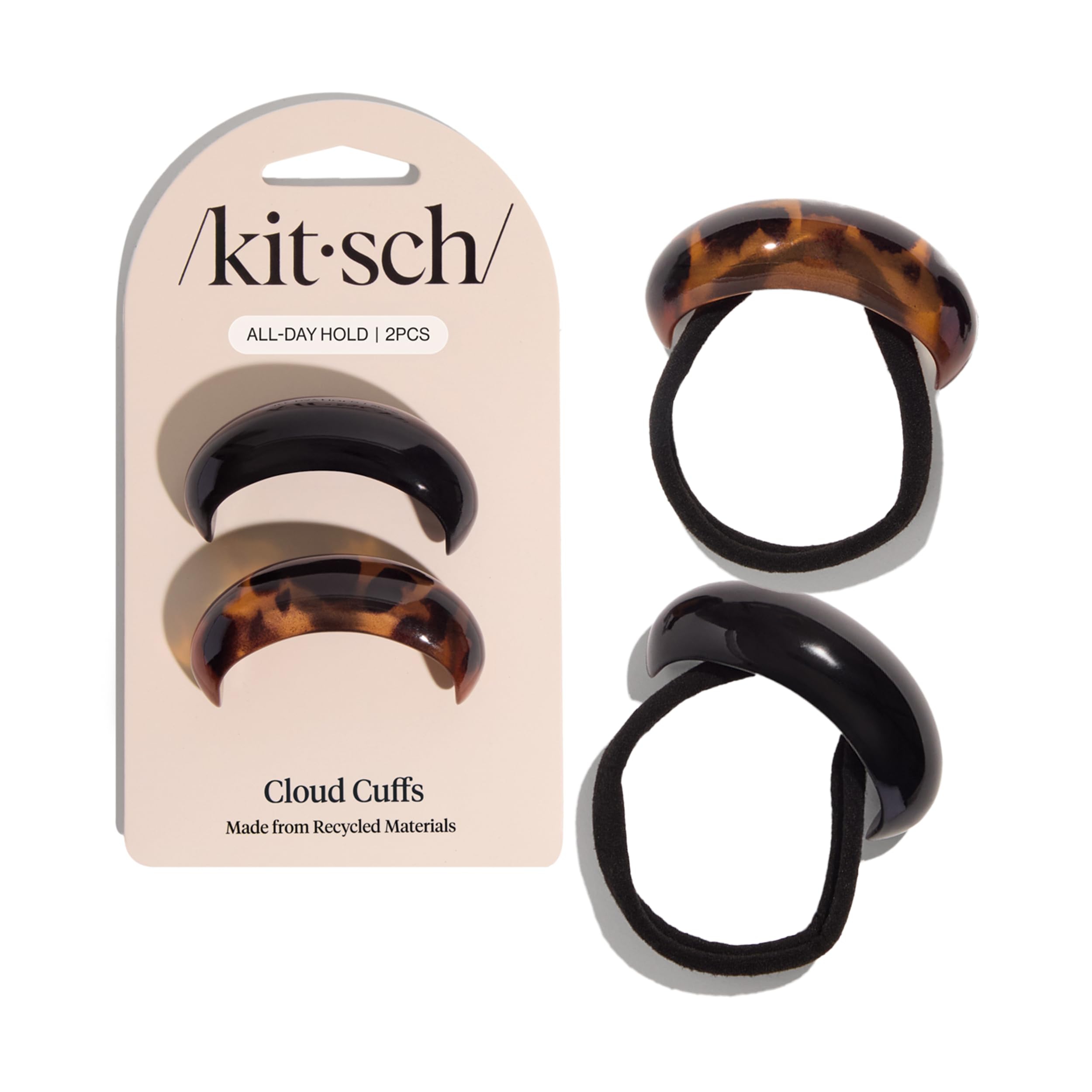 Kitsch cuff front packaging showing recycled materials and sleek finish