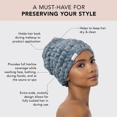 Kitsch Misty Blue close-up of plush fabric texture for gentle hair protection