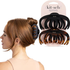 Kitsch Octopus front view of black and tortoise clips showing classic aesthetic and reliable hold